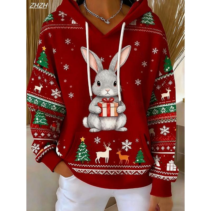 Women's Pullover Hoodie Sweatshirt Graphic Animal Christmas Punk Active Vintage Long Sleeve Hooded Regular Street Tops Winter
