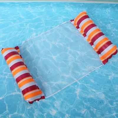 Summer Swim Inflatable Floating Water Mattresses Hammock Stripe Lounge Chairs Pool Water Sports Toys Floating Mat Pool Toys Kids