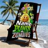 Custom Name Personalized Plants vs. Zombies Print Beach Towel, for Trip Camping Beach Party Home Decor, Birthday Gift for Family & Friends