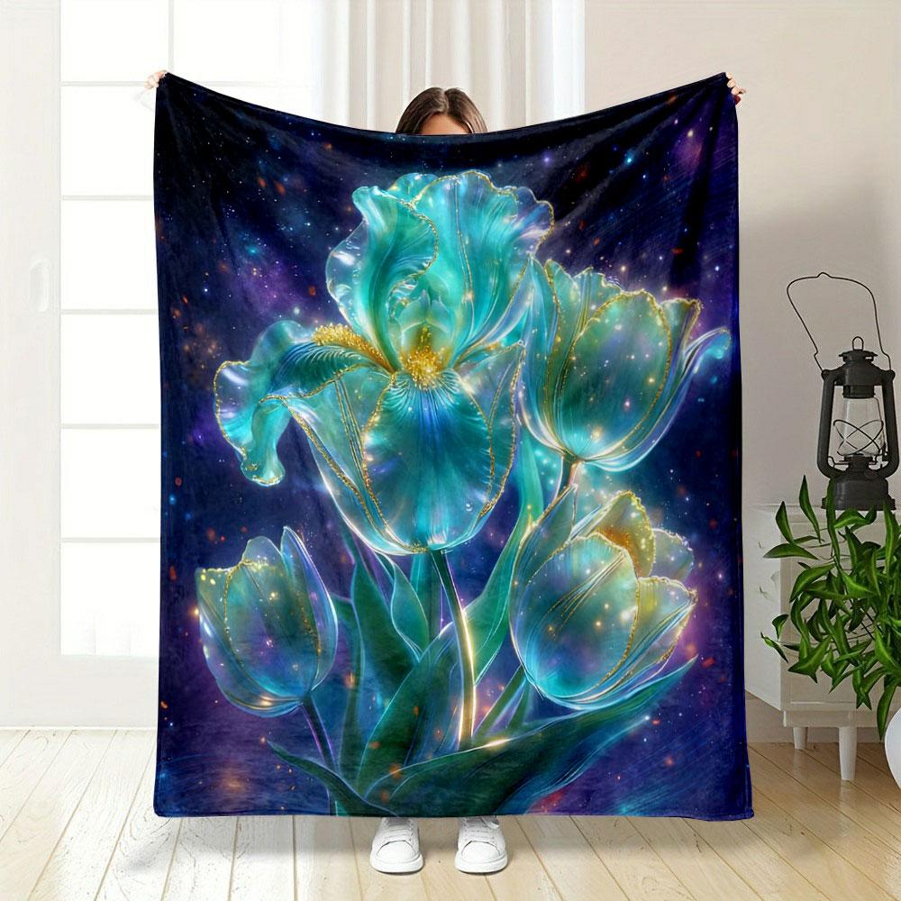 Multi-Sizes Beautiful Crystal Flowers Pint Warm Comfortable Blanket Home Travel Camping for Adults and Kids Luxury Gifts