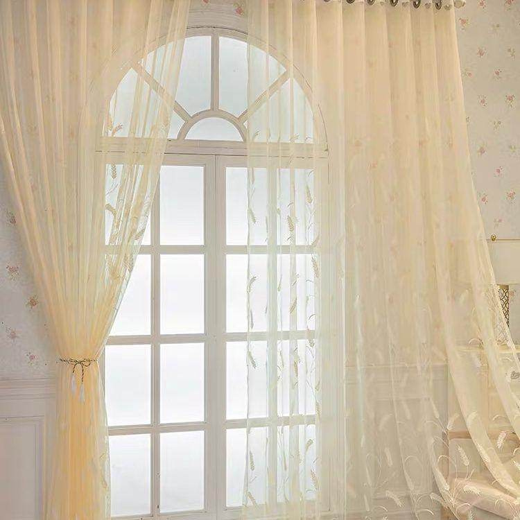 Modern Bedroom Dream Curtains Simple Gauze Curtain Embroidery White Window Screen Balcony Bay Window Partition Living Room Blackout