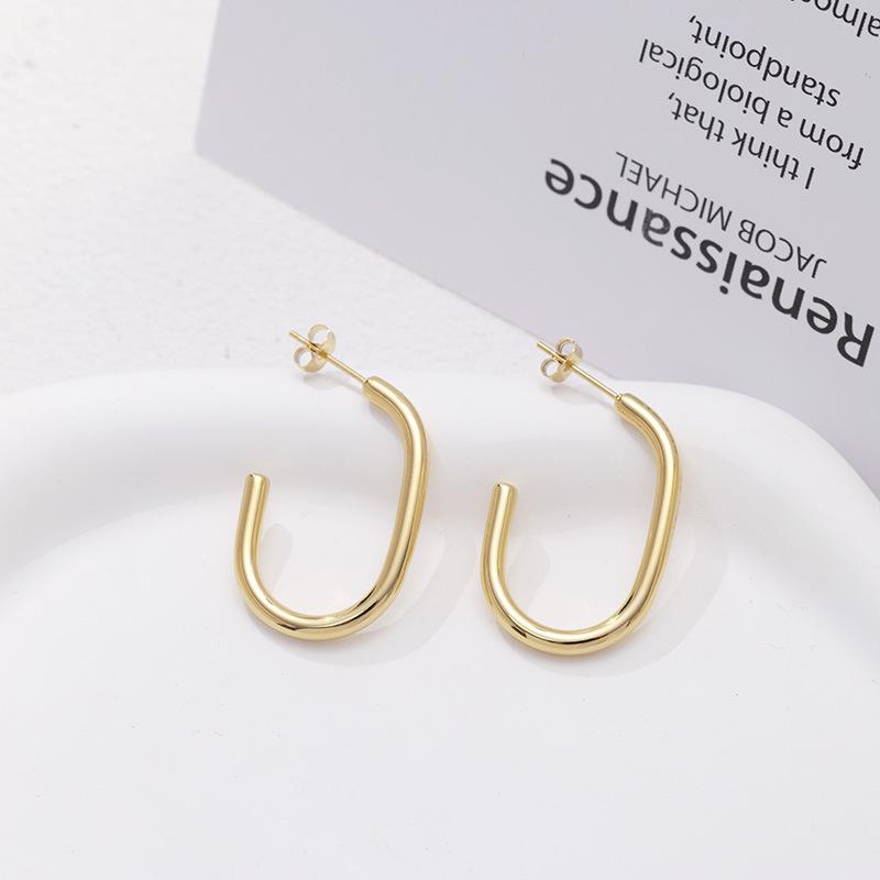 Moda Europeia e Americana Vento Aço Titânio Banhado a Ouro Brincos Femininos