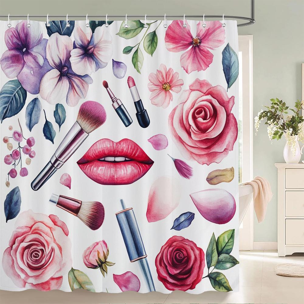 Modern Pink Love Style Pattern Shower Curtain Bath Curtain Romantic Printed Bathroom Curtains For Home Decoration Curtain