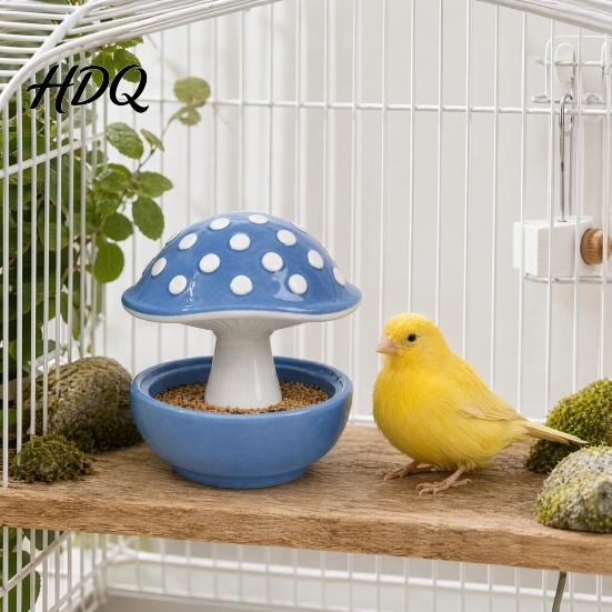 Sugar Glider Feeder Mushroom Bird Feeding Bowl No Mess Pet Cage Feeder Covered Bowl with Cover Food or Water for Small Animals Budgie Cockatiel