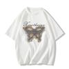 grey cotton short-sleeved t-shirt women's summer new small butterfly print ins design sense niche loose top