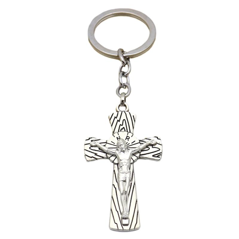 Cross Keychains Key Rings Religious KeyChains For DIY Car Hanging Simple Jewelry Handmade Gift