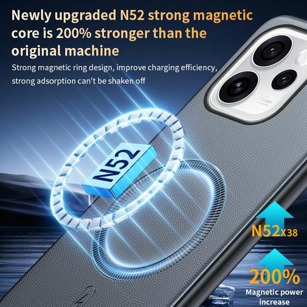 Dla Oppo Reno15 5G (Światowy)/Reno15c 5G (Chiny) Magnetyczne Etui Pokryte Skórą TPU + PC Pokrowiec na Telefon