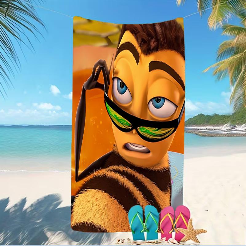 Beach Towel with Bee Movie Pattern - soft,absorbent,machine washable Lightweight&Modern,swimming,Travel Essentials