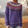 Ladies' Fashion Sweater, Round Neck,Loose Pullover Long-sleeved Knitted Sweater