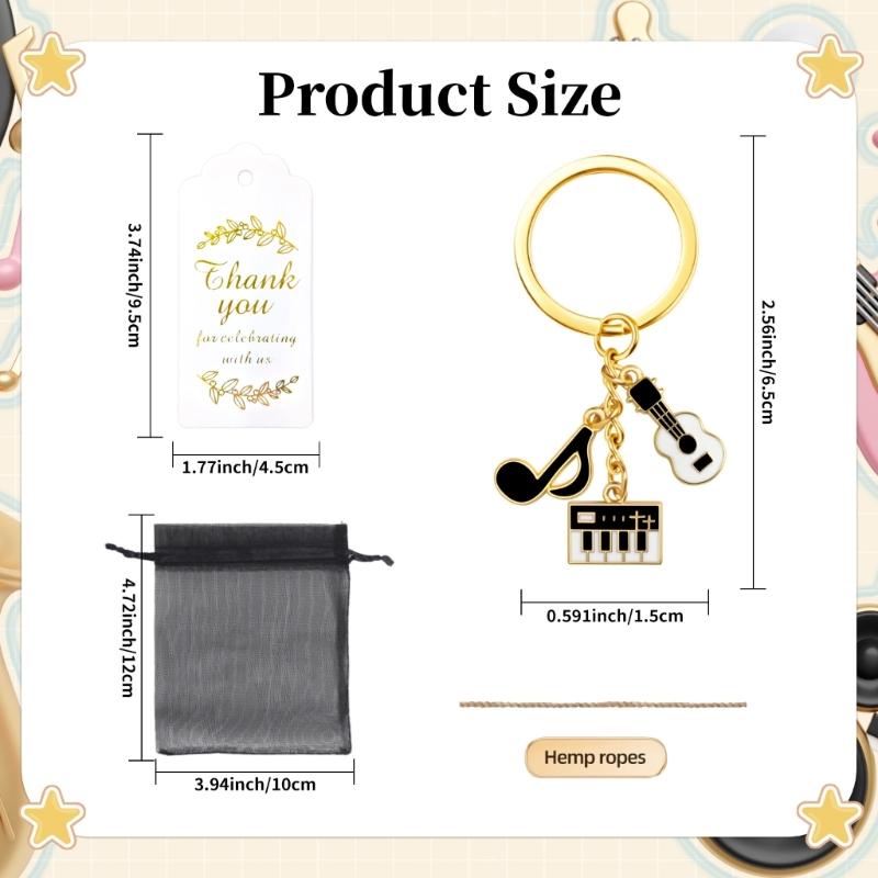 Pack Of 10 Music Theme Keychains Set With Guitar And Electronic Keyboard Birthday Party Souvenir Daily Decoration Items