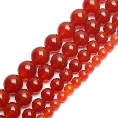Natural  Red Agate Beads  Gemstone Smooth Round Loose Stone Bead  for Jewelry Making
