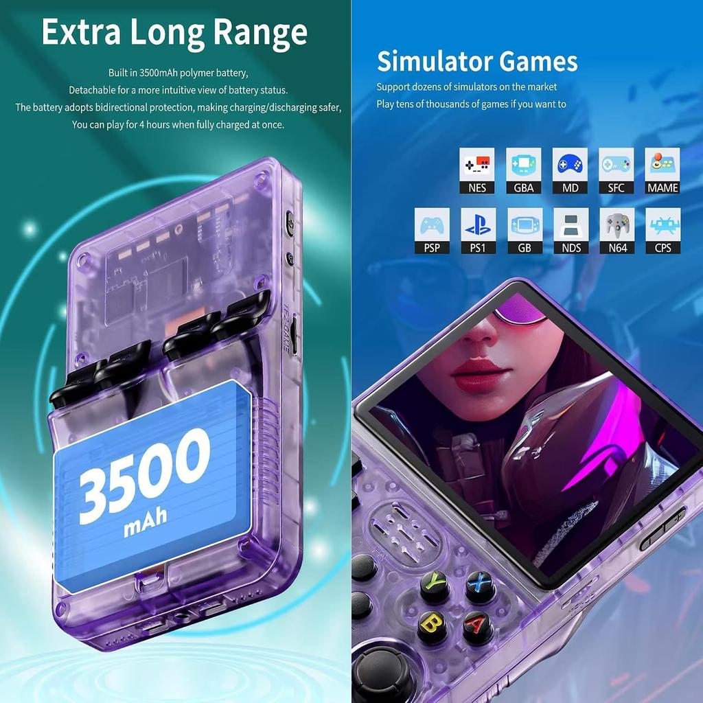 R36S Retro Handheld Game Console, Portable Gaming System with 15000+ Games, 3500mAh Battery, Multi-Platform Simulator Support, 4 Hour Playtime,128G