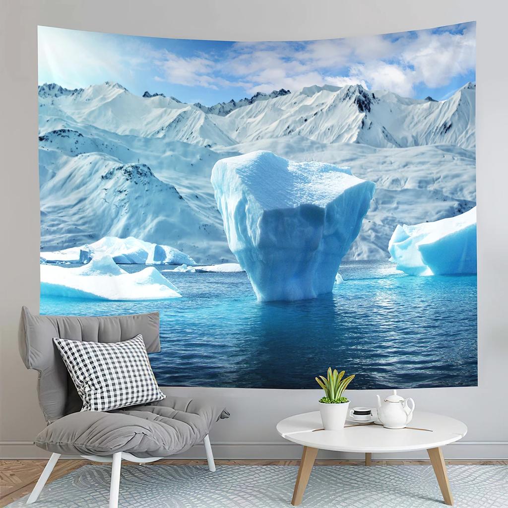 Antarktis Wandteppich Gletscher Ozean Wandteppich Naturlandschaft Wandteppich Haus Wohnzimmer Studentenwohnheim Schlafzimmer Ästhetische Dekoration Bänder