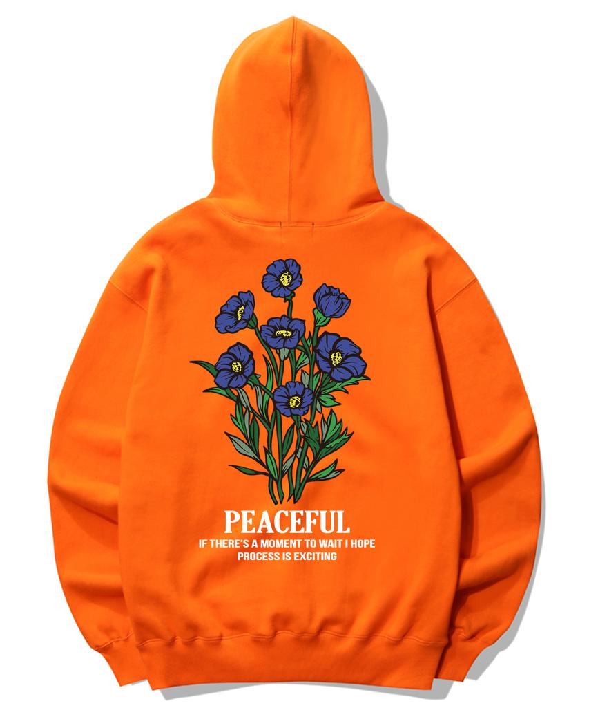Blue Flower Bundle Graphic Hoodie - Orange