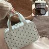 Portable Polka Dot Makeup Bag Large Capacity with Handle Cosmetic Bag Three Layer PU Travel Toiletry Bag