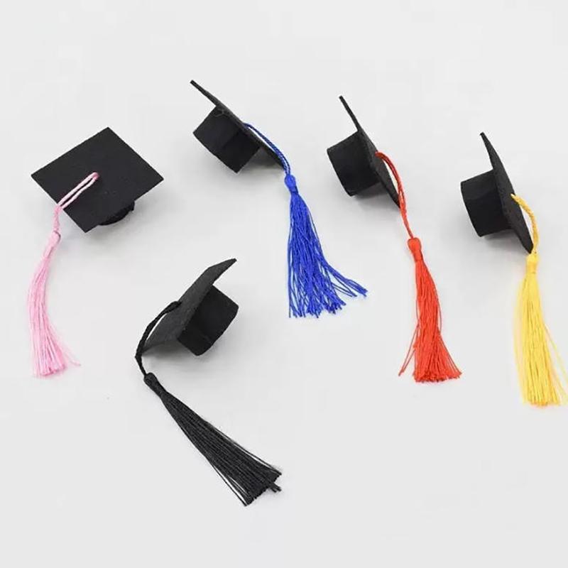 10Pcs Mini Bottle Topper Hat Creative Cupcake Doctoral Decoration Graduation Season Souvenir Ornaments Birthday Party Decoration