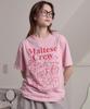 WAIKEI Maltese Crew Line Graphic Short Sleeve T-Shirt Pink
