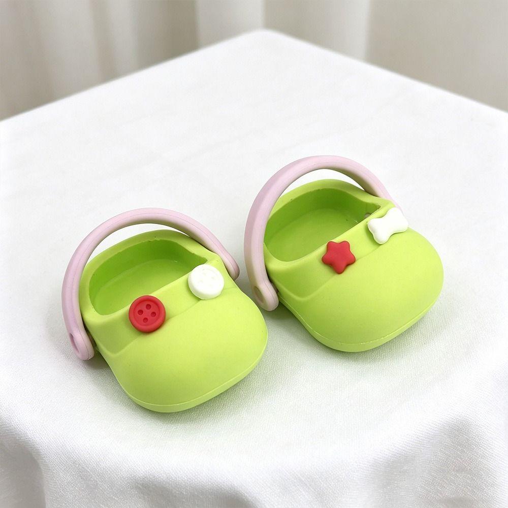 1 Pair Round Toe Silicone Mini Slippers Simulation Cotton Doll Slippers Kids Gift