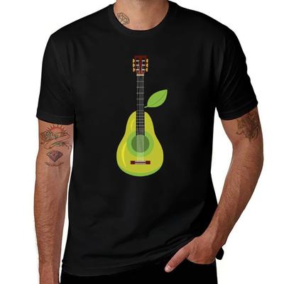 Guitar Shape Art Pear Design Art TShirt Summer Fashion Casual Tee Shirt