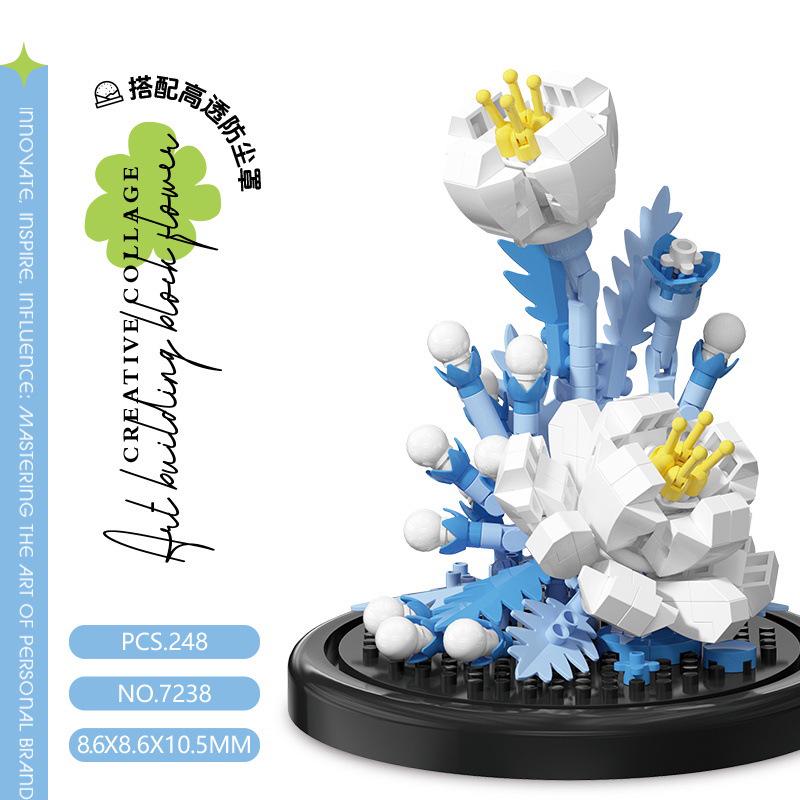 Hibiskusblüten-Bausteine – kompatibel mit Lego, lustiges Zusammenbauspielzeug für Kinder, ideal für den Valentinstag