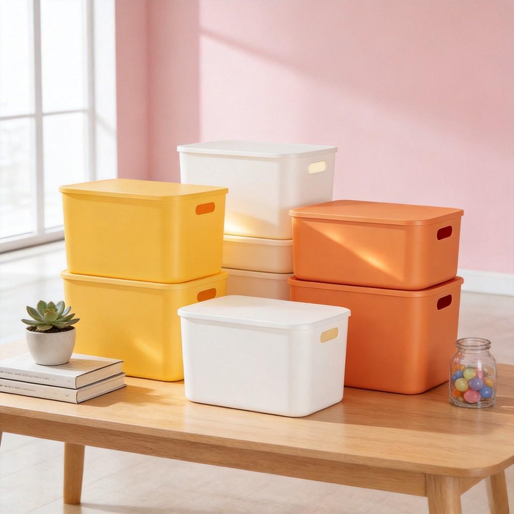 Modern Plastic Storage Bin With Lid For Home Office Organizing And Toy Collection