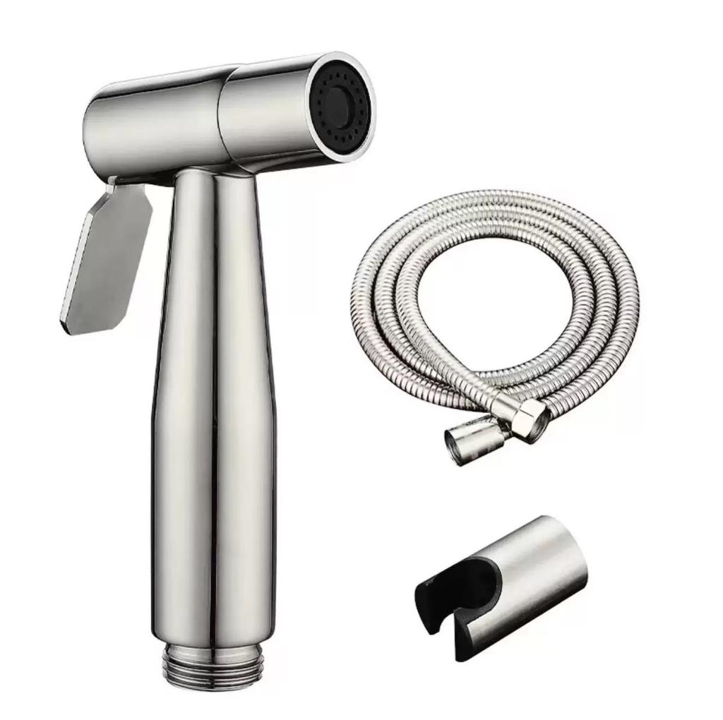 High Pressure Stainless Steel Modern Toilet Bidet Sprayer Set with Faucet Connection for Bathroom Cleaning and Feminine Wash
