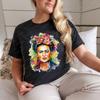 Damen Frida Kahlo T-Shirt Lässig Mexikanischer Maler Kunst Grafik T-Shirt Vintage Aquarell Streetwear