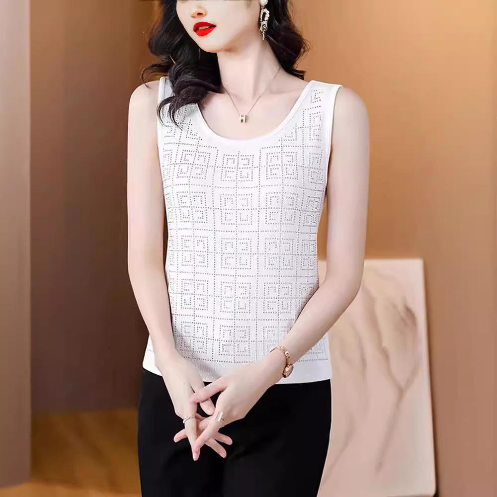Temperament Diamond-encrusted Black High-elastic Sling Vest for Women's Inner Wear 2025 New Suit Backing Sleeveless Outer Wear Top Summer