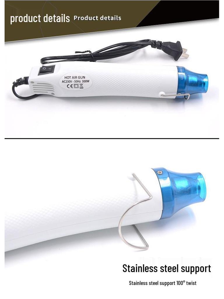 European Handheld 220V Hot Air Gun for Polymer Clay, Rubber Stamp Embossing, DIY Heat Shrink & Shaping Tool