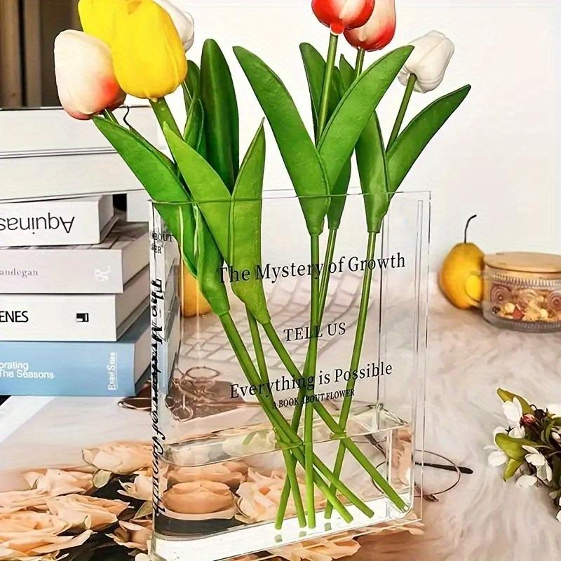 Transparent Acrylic Vase Transparent Book-Shaped Vase Suitable for Decorating Unique Homes, Bedrooms, and Offices