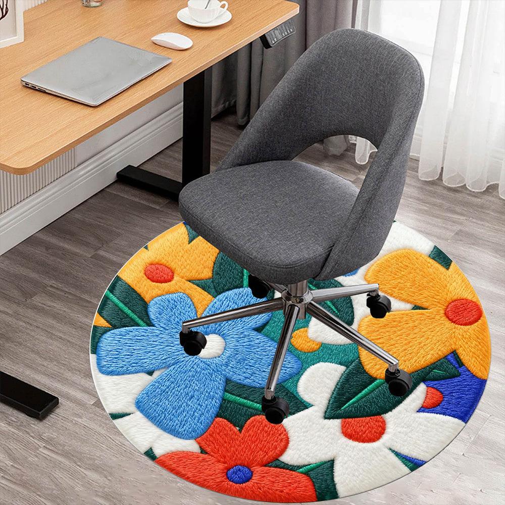 

1pc Floral Round Chair mat office Area Rug - Non-Slip, Floor Mat for Office, Bedroom, Ideal home decor gift p0105051 80cm