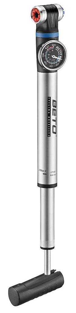 BETO Road Tire Fits American and Presta EZ Adjustable 120 with Gauge EZ-032AG Bike/Bicycle Pump, Valves, Head, Portable, Pressure, Psi, 2-Way