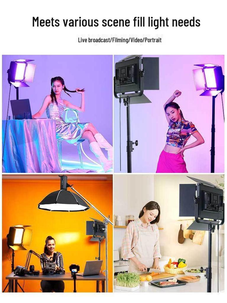 8 Shadow Bang 50W RGB Flat Panel Fill Light for Streamers, Portable Full-Color Atmosphere Lighting for Live Streaming and Photography.
