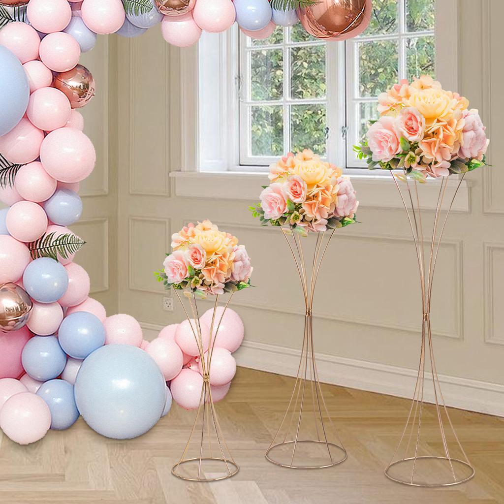 Guld Timglas Bröllop Blomsterställ Set Järn Dekorativ Displayhållare för Fest Födelsedag Bankett Fotobås Dekor