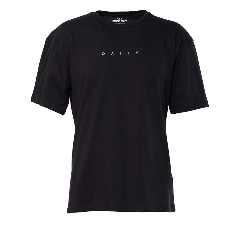 

Мужская футболка с круглым вырезом на каждый день с надписями, черная L чёрный