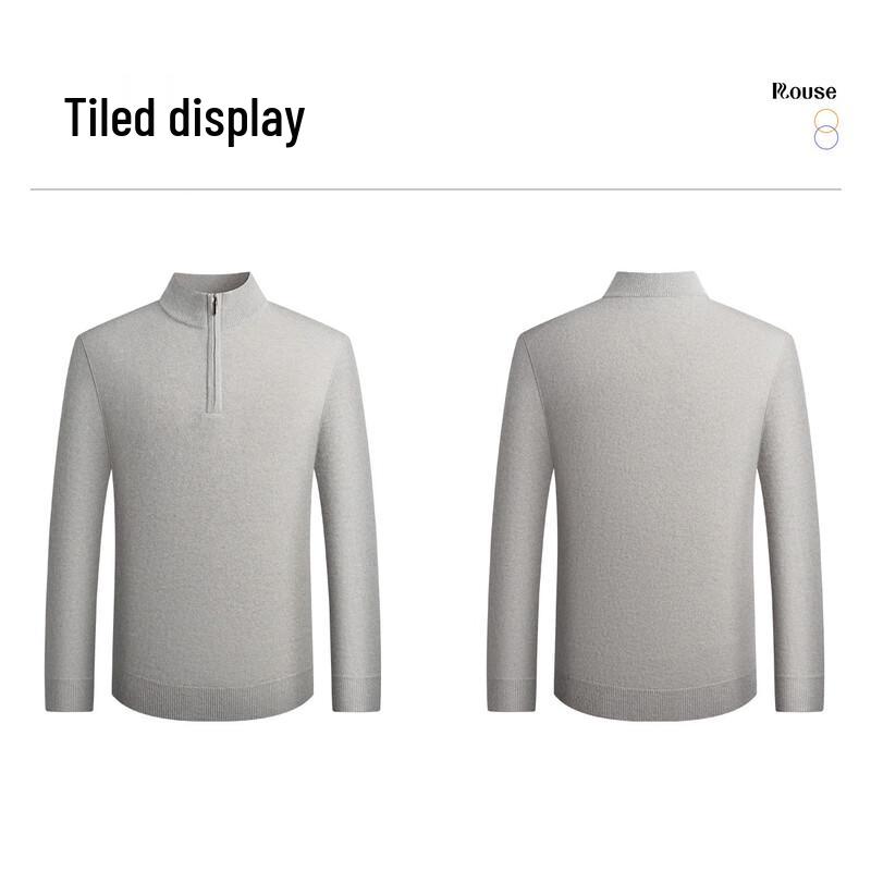 LUOZI Men's Stand Collar Half-Zip Cashmere Sweater