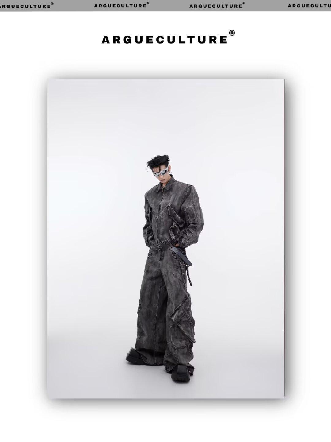 

«Модные мужские джинсы с буквенным принтом в гонконгском стиле 2025 года — летние брюки в стиле хип-хоп для хай-стрит» 2XL