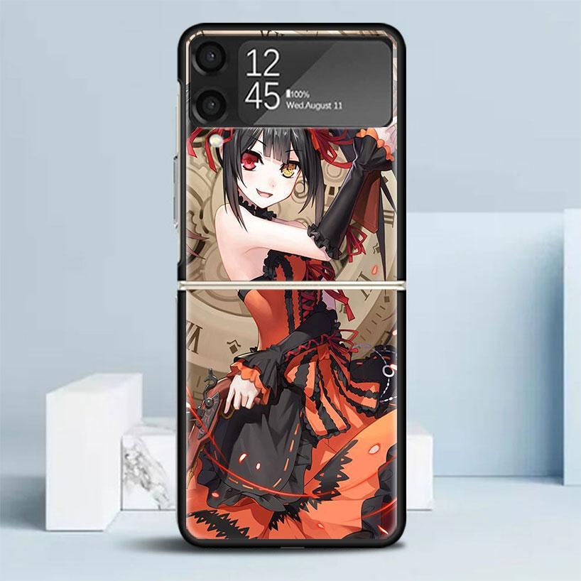 

Date A Live Tokisaki Kurumi Black Cover for Samsung Galaxy Z Flip 7 6 5 4 3 5G Phone Case Flip7 Flip6 Flip5 Flip4 Flip3 Pattern Samsung Z Flip 6