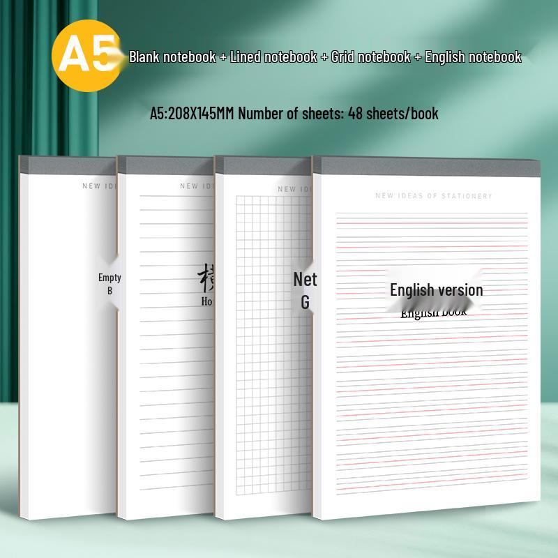 2025 Student Tear-Off Pad: B5 Blank Notebook & A4 Horizontal Line Memo Pad