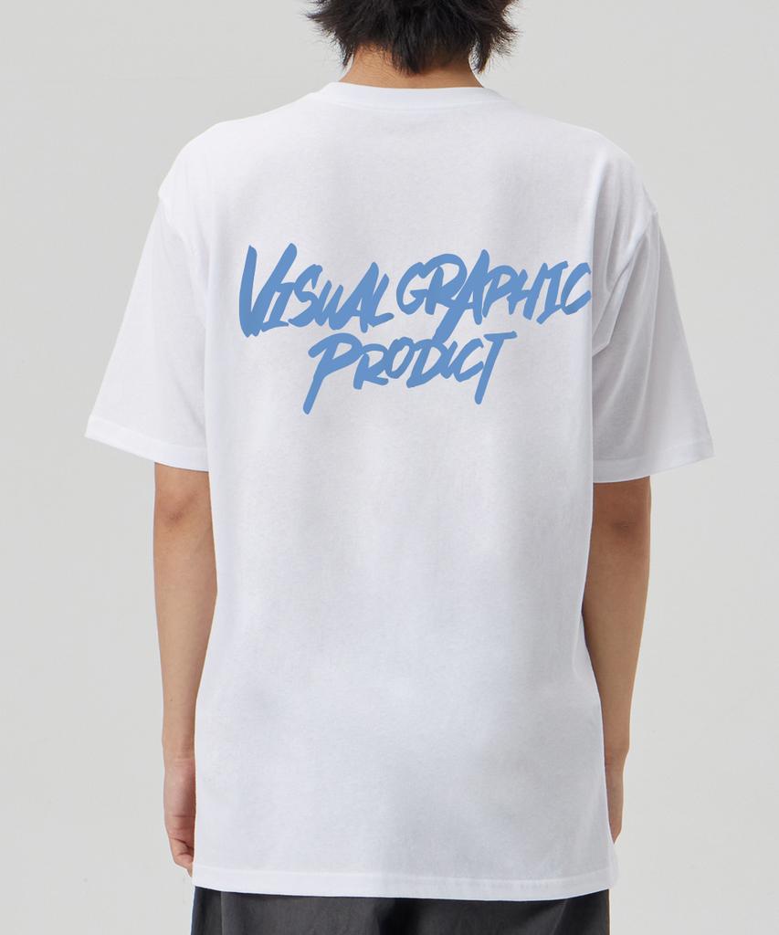 BY.L Graffiti Logo Short Sleeve T-Shirt White Sky Blue