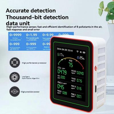 יחידה אחת Wifi 15 ב-1 תצוגת TFT נייד AQI PM0.3 PM1.0 PM2.5 PM10 CO CO2 TVOC HCHC בודק ניטור איכות אוויר ביתי