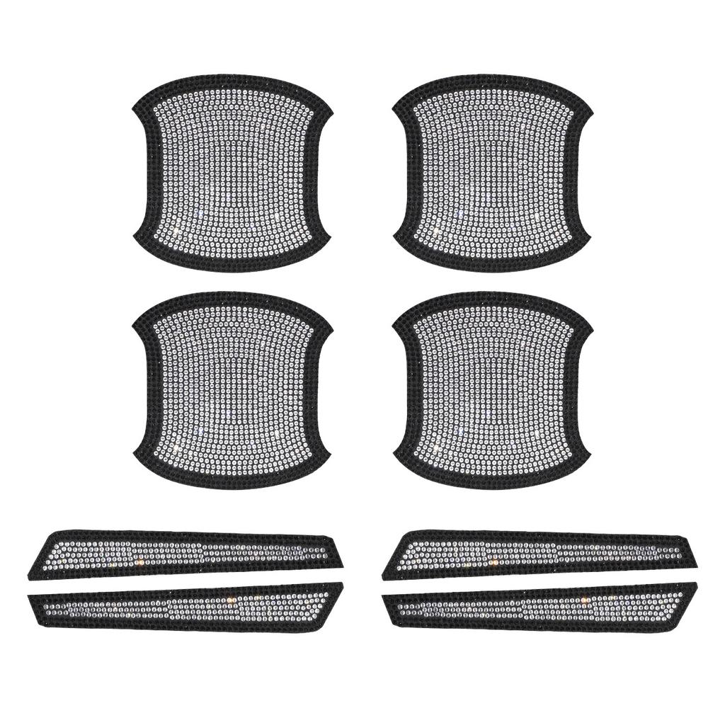 8 ks kamínkových křišťálových samolepek na dveřní misku do auta s nálepkou na kliku dveří, samolepky proti poškrábání, protikolizní proužek