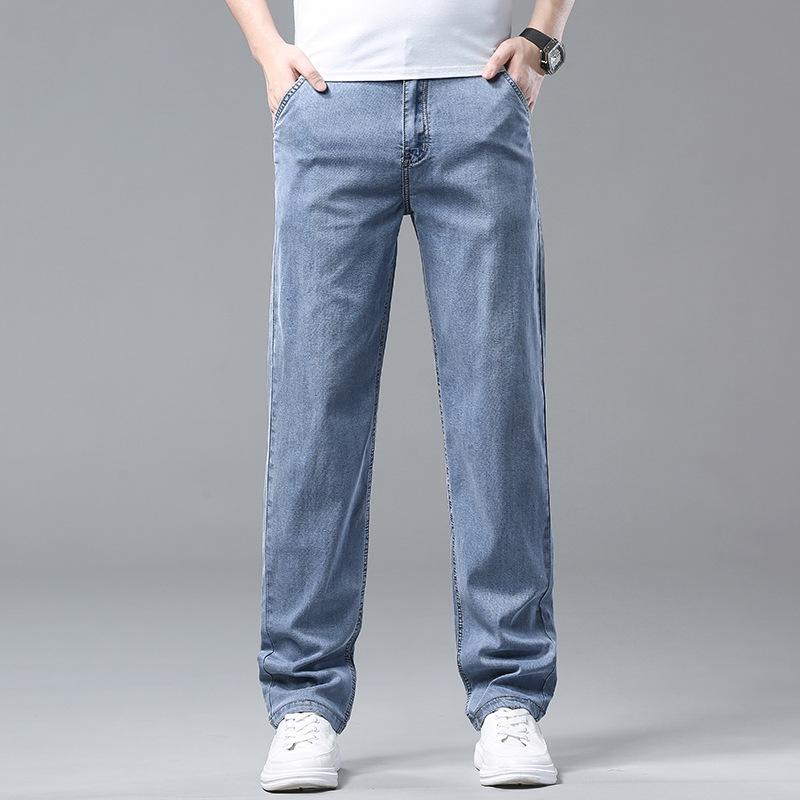 Autumn and winter high-end cotton straight jeans velvet loose casual versatile trousers new elastic casual trousers
