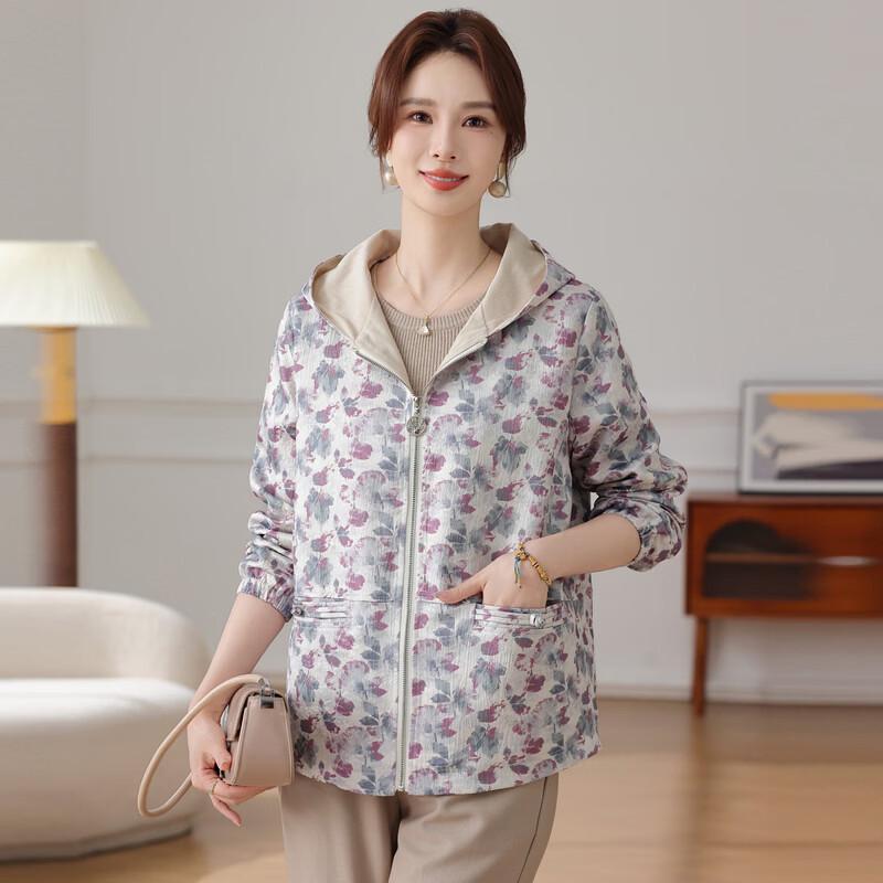 Hodo Women's Hooded Spring Jacket for Middle-Aged