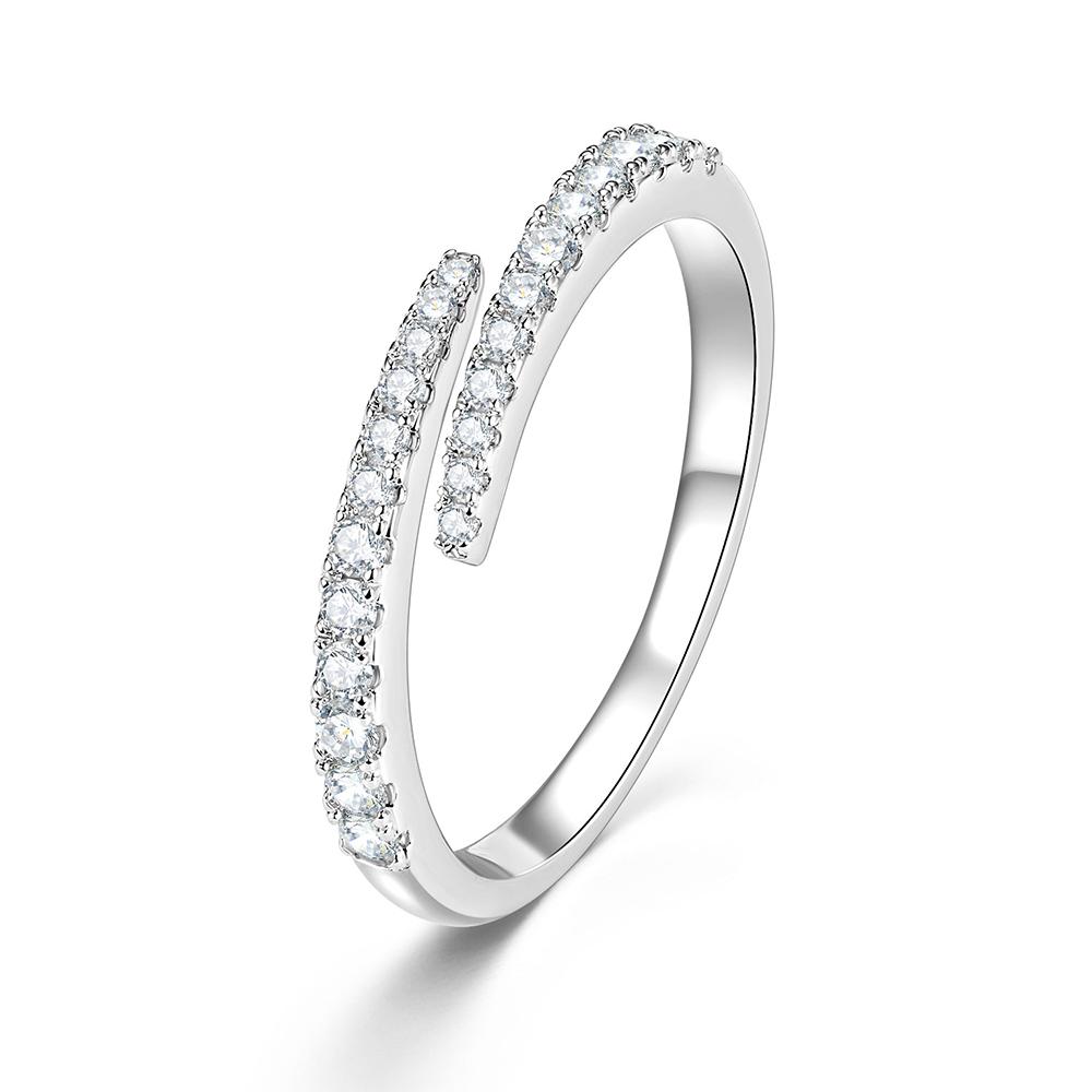 New Fine Rings Unisex Hip Hop Moissanite Ring Engagement Adjustable Half Open Twist Eternity Band Ring Gifts Unisex