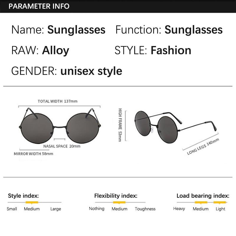 Classic Vintage Metal Round Shape Frame Colored Lenses Sunglasses Unisex Trendy Uv Protection Reflective Sunglasses