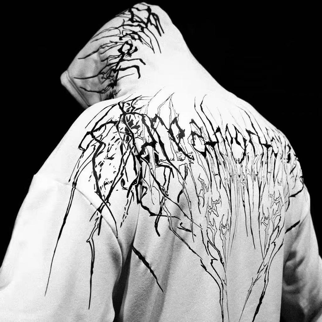 Vintage Frühling und Herbst Ästhetik 3D Gedruckter Gothic Mode Reißverschluss Hoodie Hip Hop Sportbekleidung Lässiger Pullover