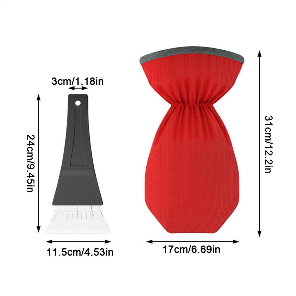 All-in-One Car Ice Scraper & Snow Brush with Thermal Gloves - Heavy-Duty Winter Snow Removal Kit, Windshield Squeegee