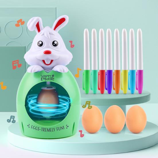 Egg Painting Machine Kit Bunny Spinner with 8 Colorful Markers And 3 Plastic Eggs Easter Egg Decorator Set for DIY Painting Easter Eggs