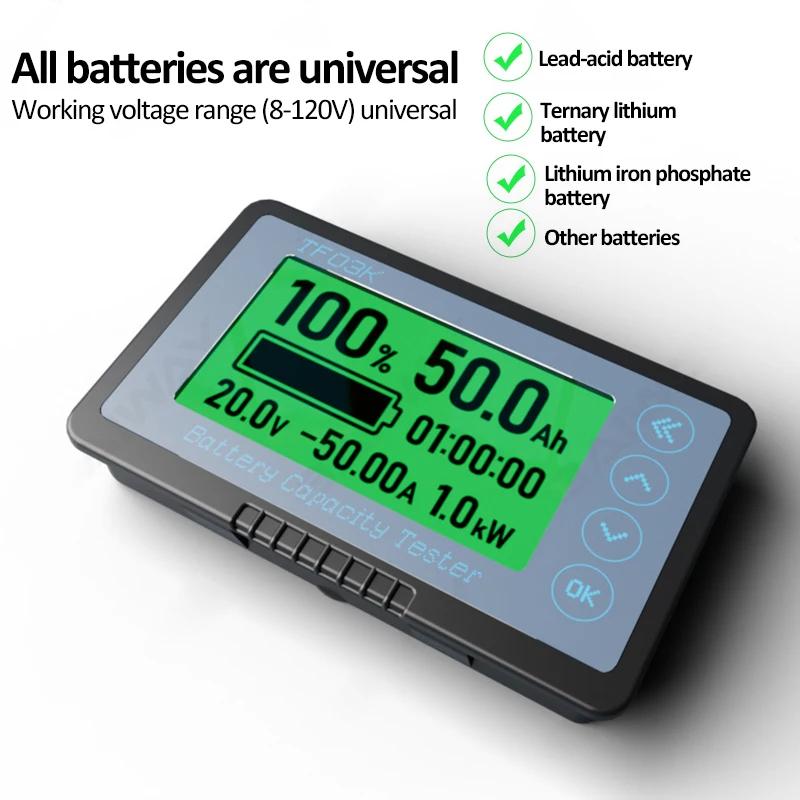 TF03K Coulomb Counter Meter DC8-120V Battery Capacity Indicator Voltage Current Display Lithium for Lead Acid Battery Detector